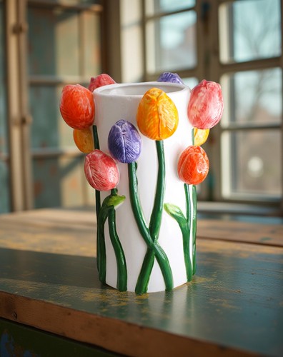 Bunte tulpe blumenvase - bunte,