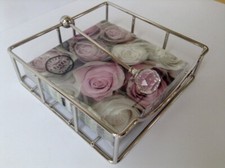 Serviettenhalter mit geschliffener Glaskugel (Silber vernickelt / 19 cm, Tafel)