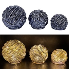 3er Set LED-Glaskugeln blau