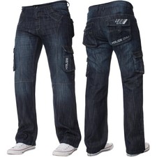 Kruze Mens Cargo Combat Jeans