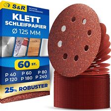 S&R Schleifpapier Set 125mm, 8 Löcher, 60St.: 10x P40, P60, P80, P120, P180,P240