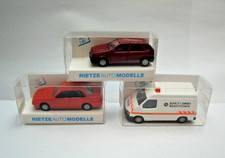 3 x Rietze 1:87 PKW Auto Ford Transit Bus, Fiat Tipo, Galant GTI