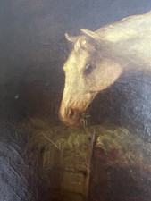 Ölgemälde Pferd im Stall mit