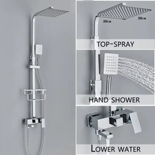 4-Function Wall Mounted Shower Faucet Set Rainwater Bathtub Shower Mixer Rotary 