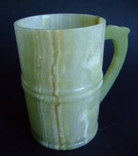 Marmor Onyx Naturstein Jade Becher Henkelbecher Stein Bier Krug Vase Vintage