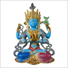 Avalokiteshvara Buddha Statue Messing bunt 39cm 7kg  Nepal Chenrezig Tara