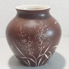 VEB Lichte DDR Porzellan Vase Braun Nr. 164/13 mit Gräsern Blüten 50er Jahre