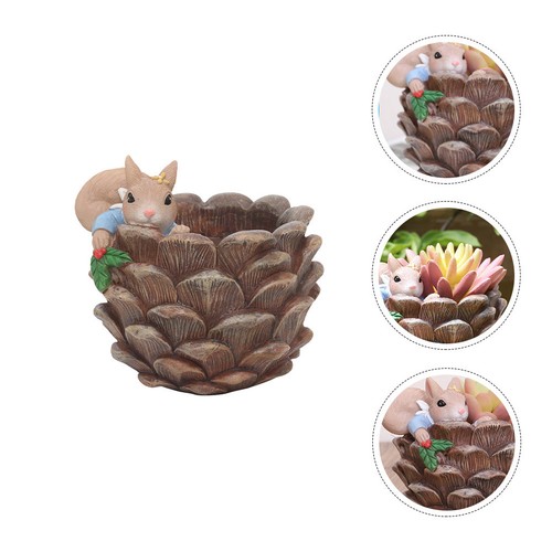 Resin squirrel flower pot - flower, for