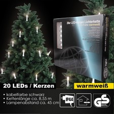20er LED Kerzenlichterkette Lichterkette Außen Innen Christbaumkerzen warmweiss