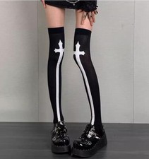 Hochwertige Stulpen halterlose Strümpfe Druck Gothic Punk Kostümzubehör Karneval