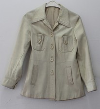 Vintage 70er ALEXANDER BORG Italy Mod Nappa Lederjacke Creme Blazer Jacke Hippy