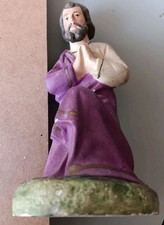 Alte Krippenfigur Kniender Heiliger Josef  Gips 