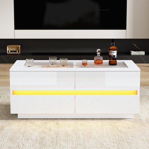 Hochglanz couchtisch mit led - couchtisch,
