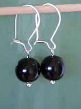 Schwarzer Bernstein Silber 925 Ohrhänger Ohrringe Sterlingsilber 
