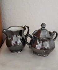 RW Bavaria-Milchkännchen +  Zuckerdose-Porzellan-Silberaufl.-f. Mokkaservice 