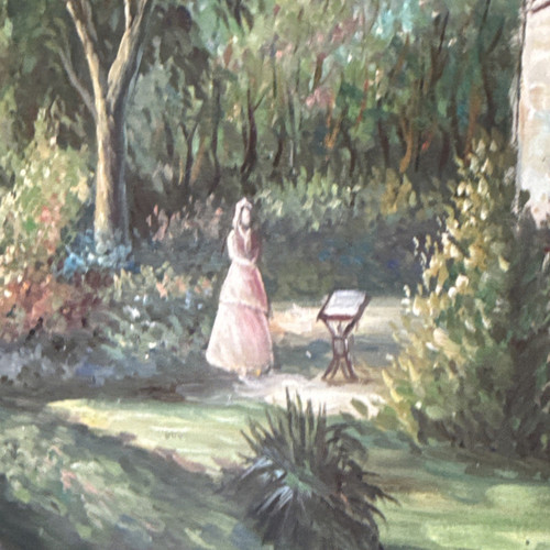 Gemälde von gartenmotiv - gemälde,