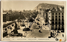 Barcelona 1932 , Paseo de Colon , Straßenbahn Tram ; Briefmarke mit Überdruck