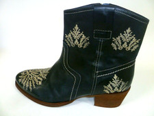 Jan'n'Hank Stiefeletten Stiefel Westernstiefelette Leder blau bestickt  40 6,5