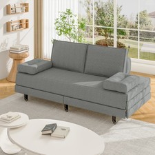 Polsterbett Schlafsofa 2-Sitzer Klappbett mit Lattenrost Wurfkissen Schlafcouch