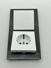 Busch-Jaeger 1722-295 Axcent 2-fach Rahmen Wippe Steckd. Chateau Schwarz / Weiß