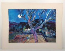 Top blau Norbert Hartmann 1914-1969 Stuttgart Gemälde 64 Vollmond Costa Brava