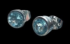 Silber-Ohrstecker Blautopas Edelstein Hellblau 925 er Sterling Silberschmuck