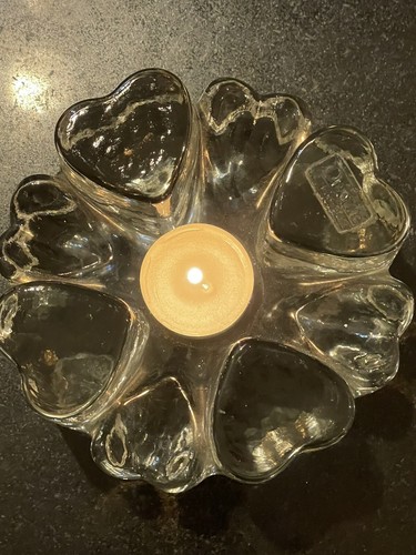 Glas stövchen herzform - 80-er:,