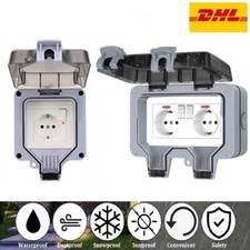 Außensteckdose Steckdose Gartensteckdose Wasserdicht 250V Aufputz IP66