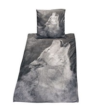 Bettwäsche Wolf Garnitur Set Kissenbezug Bettbezug 2teilig 80x80 135x200 Wölfe