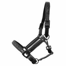 weiches Lederhalfter "Titanium" mit Dekosteinen besetzt Shetty bis WB schwarz