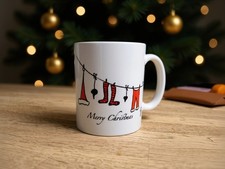 Weihnachtstasse mit lustiger Wäscheleine