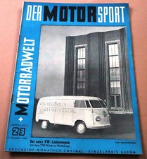 Der Motorsport 23/1949 DDR Motorsport, Hockenheim, VW Bus T1, Gutbrod 600