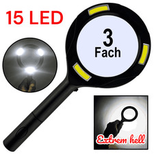 LED Lupe mit Licht Leselupe Vergrößerungsglas Beleuchtung Handlupe Groß 15 LEDs