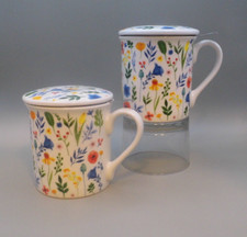 Porzellan Kräuterteetasse mit Deckel u. Sieb 0,3l  " FLOWERS" von Jameson Tailor
