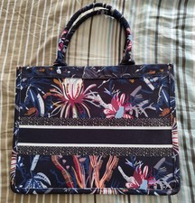 Shopper Handtasche floral Blumen Block-Streifen Dunkelblau Bordeaux 