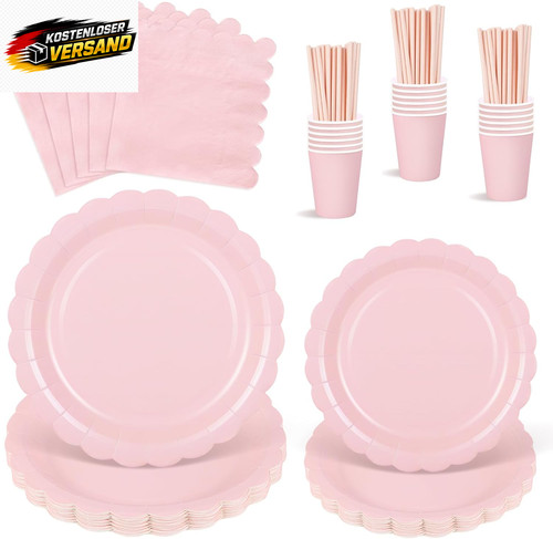 125 stück pappteller rosa - 125,