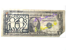 1$ VON ANDY WARHOL UND KEITH HARING ORIGINAL + 2x SIGNIERT, USPS-ST 1987