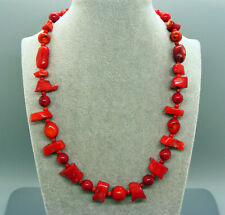 ROTE KORALLE BAMBUSKORALLE Edelstein-Halskette+Collier+925er Silber+Unikat+52