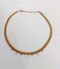 Collier/Halskette Vintage d.50/60 Jahre vergoldet m.Perlen/Strass L: 47 cm