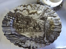 Servierplatte, Myott Staffordshire "Royal Mail" schwarzbraun weiß, 1A-Zustand