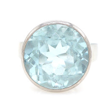 Größe 57 Ring 585 GOLD 14 Karat Weißgold Goldring Blautopas anello oro G2815/25