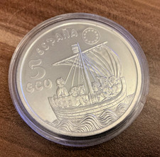 Münze 1996 925 Silber Kastilianische Kogge Spanien 5 ECU Limitiert Zertifikat