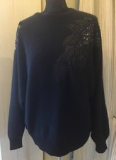 Neu ~Monari~Damen Strick Pullover~Gr. 40~Schwarz~20% Angora 80% Lambswolle