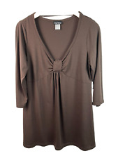 Damen Mini Kleid Long Shirt Tunika Langarm braun A-Linie 40/42 Mia Linea Neu