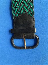 Flechtgürtel grün/schwarz, echtes Leder, Merlin