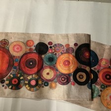 70er Jahre Tischläufer,bunte Kreise flower Power Retro Vintage 