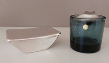 WMF Wagenfeld Zigarettendose / WMF  Wagenfeld Kipp-Aschenbecher Glas Cromargan 