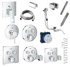 vanvilla Wannenset Handbrause mit Wannenarmatur Grohe Unterputz poliert