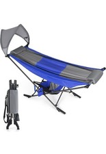 Hängematte mit verstellbarem Sonnenschutzdach und Stahlständer Outdoor Camping tragbar