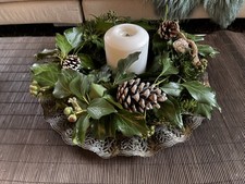 Vintage Tortenplatte Teller f. Adventskranz Alpacca silber Spitzenrand Ø 35 cm